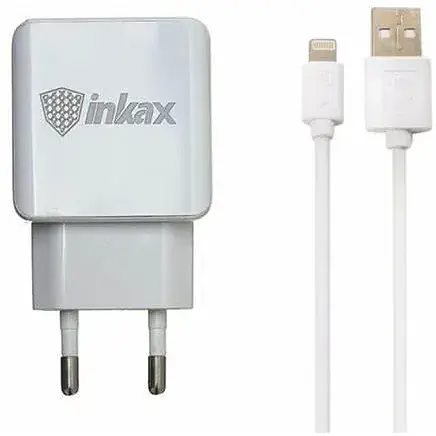 Сетевое зарядное устройство INKAX CD-08 + зable Lightning 1-Port USB 1 A White - фото 1