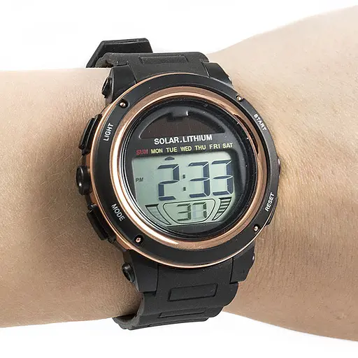 Чоловічий спортивний годинник Skmei 1096 із сонячною батареєю (Золотисті) - фото 3