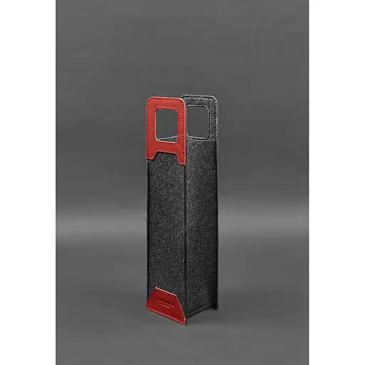 Чехол для вина BlankNote Краст 1.0 из фетра с кожаными вставками красный   - фото 5