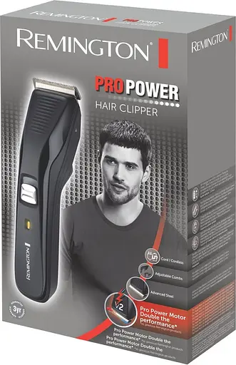 Машинка для стрижки Remington, сеть+акум., Pro Power мотор, насадок-2, сталь, черный - фото 2