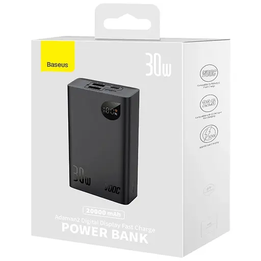Портативний ЗП Power Bank Baseus Adaman2 Digital Display 30W VOOС OS 20000 mAh (PPAD050101) Black - фото 6