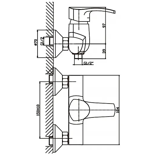 Смеситель для душа Haiba Focus 003 HB0113 Хром - фото 2
