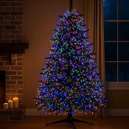 Новорічна гірлянда кімнатна роса 50 м 1500 LED Хвойна лапа зелений провід Мультиколор Garlando D1500L50MGML - фото 3