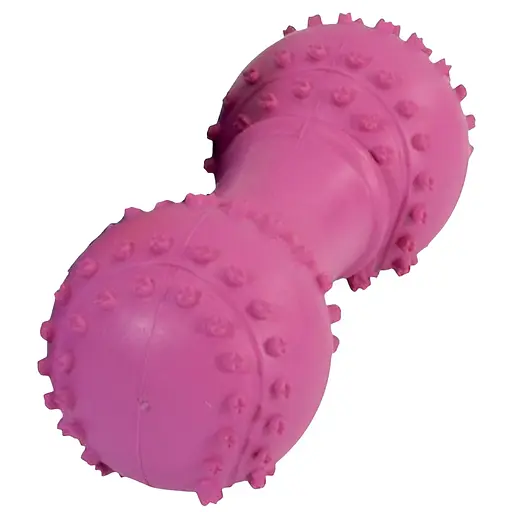 Іграшка для собак Camon гантель гумова з бейсбольними м'ячами по краях з пищалкою 10 см в асортименті