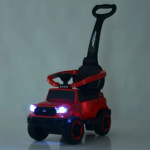 Каталка-толокар Bambi M 4564B 2-в-1 червоний з батьківською ручкою, музикою та світлом - фото 3