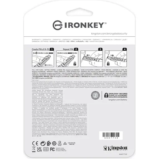 USB флеш накопитель Kingston 32 ГБ IronKey Keypad 200 AES-256 Encrypted Blue USB 3.2 (IKKP200/32 ГБ) - фото 7