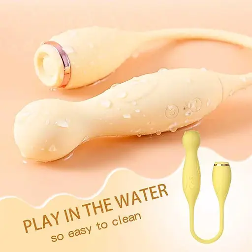 Двосторонній гнучкий вібратор силіконовий акумуляторний Lilo 3в1 для жінок жовтий - фото 6