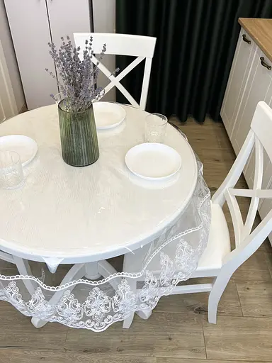 Силіконова скатертина з білим мереживом Петек 15 см 370х180 см - фото 5