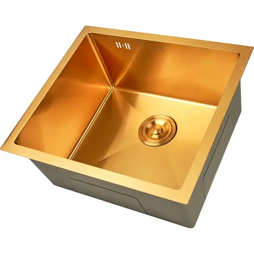 Золота мийка для кухні Nett NGS-5045 з декором нержавіюча під стільницю - фото 2