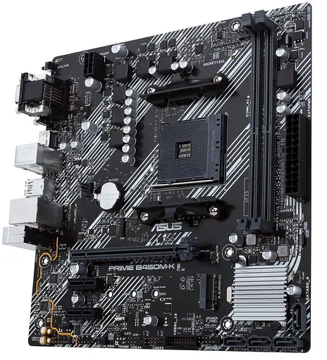 Материнська плата ASUS PRIME B450M-K II (Prime B450M-K II) (Socket AM4, AMD B450, Micro-ATX) - фото 2