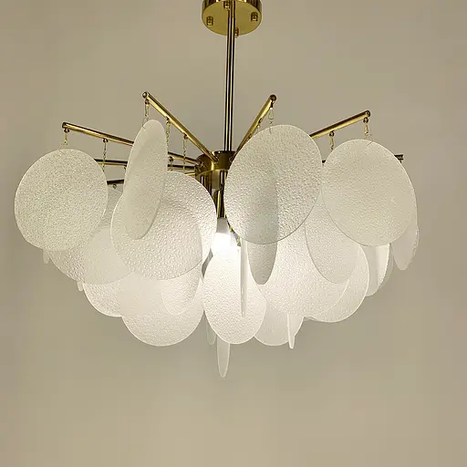 Латунный светильник с уникальными стеклянными пластинами d 60 или 80 см. Line.F Диаметр 60см - фото 4