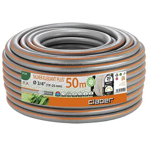 Шланг поливальний 3/4" 50м Silver Elegant Plus сірий з помаранчевою полосою