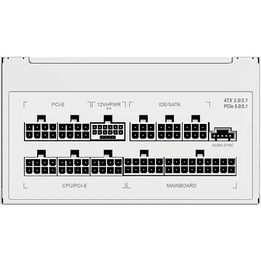 Блок живлення GameMax 1300W ATX3.1 80+ Platinum RGB White (RGB-1300 WH (ATX3.0/3.1 PCIe5.) - фото 3