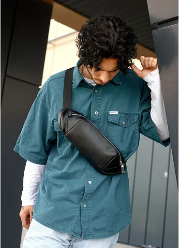 Мужская сумка через плечо бананка Sambag Holster MSH черная 36×14×4 см (87113001m) - фото 7