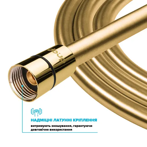Шланг для душа 175 см Drop SH-H175-GLD-P силиконовый - Двойной Анти-Твист, золотой - фото 8