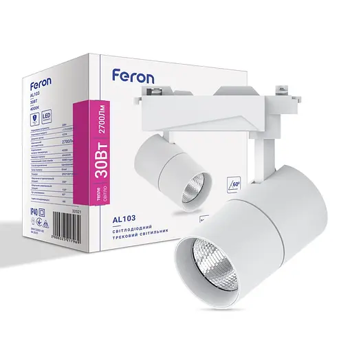 Светодиодный трековый светильник Feron AL103 30Вт 4000K белый угол рассеяния 60 - фото 1