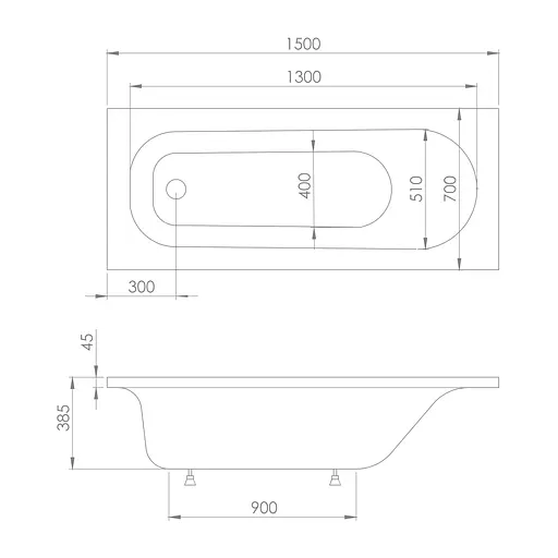Ванна акриловая mprese Rozkos 150x70 без ножек whte b0701015070 Белый - фото 2
