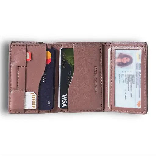 Кожаный женский кошелек Grande Pelle 8х10х2 см acs0029349 - фото 3