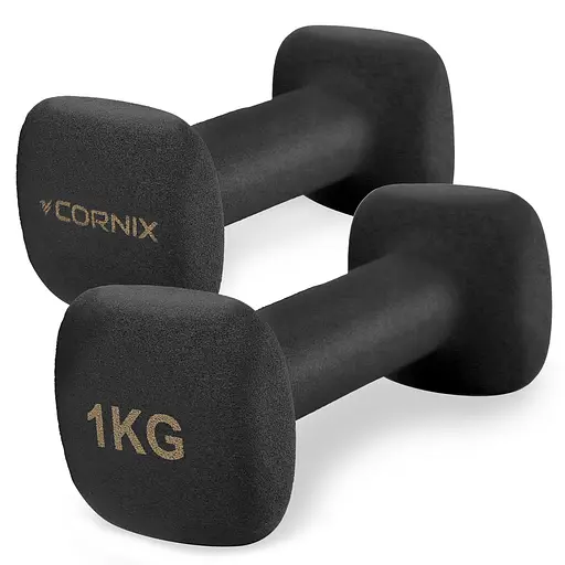 Гантелі вінілові Cornix Square 2 x 1 кг XR-0406 Black - фото 1