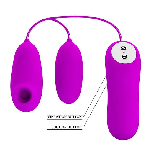 Вібратор з вакуумним стимулятором клітора Pretty Love Suction Vibro Bullets рожевий - фото 7