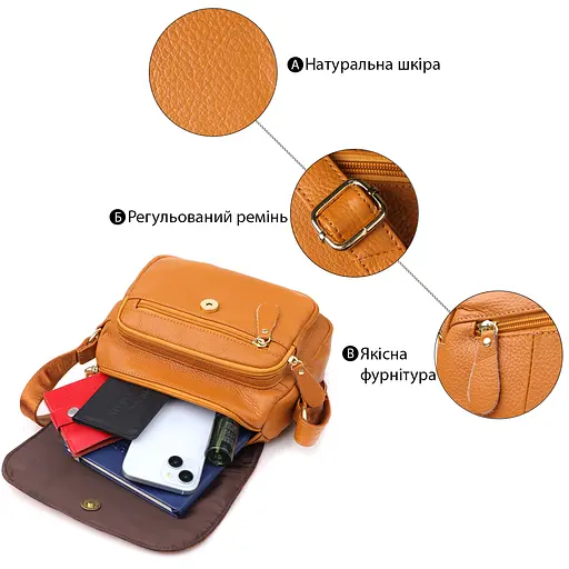 Вместительная повседневная сумка Vintage из натуральной кожи для женщин 23.5х17х10 см sum0027566 - фото 4