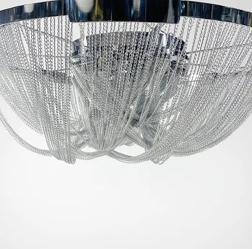 Стельова хромована люстра з переплетеними ланцюжками Line.F Діаметр 40см - фото 10