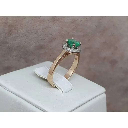 Золоте кільце Ірис з діамантами і смарагдом. 1КИ13269 16,5 - фото 3