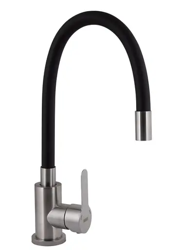 Змішувач для кухні Brinex Pure 015F3 з гнучким виливом Nickel/Black BRIPUR015F3NKB - фото 1