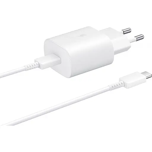 Зарядний пристрій Samsung 25Вт USB-С, кабель USB-C USB-C, 1м, білий (EP-T2510XWEGEU) - фото 1