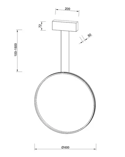 Світильник підвісний Kloodi KD-RG TIK 600 36W 3К BK - фото 3