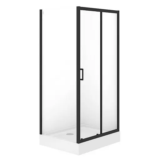 Душевая кабина Cersanit Brasco 100x80 см прямоугольная раздвижная прозрачное стекло на мелком поддоне black S601-236, прозрачный, черный - фото 1