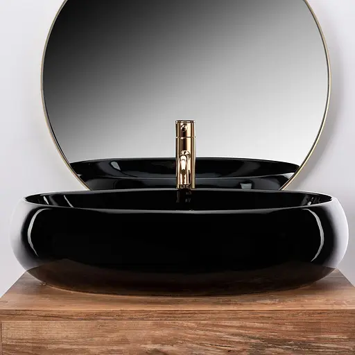 Умивальник Rea Melania black накладний чорний REA-U0470, Чорний - фото 3