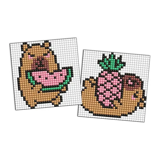 Алмазная мозаика Капибара: ананас и арбуз AMG1167 на самоклеящейся основе 9x9 см