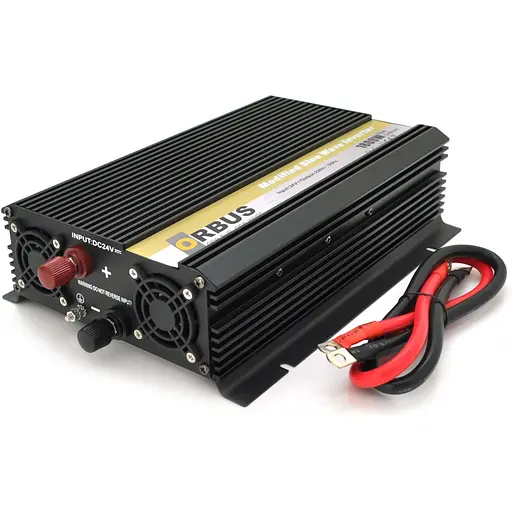 Інвертор напруги Orbus ORMS24-1800 (1800Вт), 24/220V, approximated, 2 Shuko, клемні дроти, 5 запобіжників, Box.Q20 - фото 2