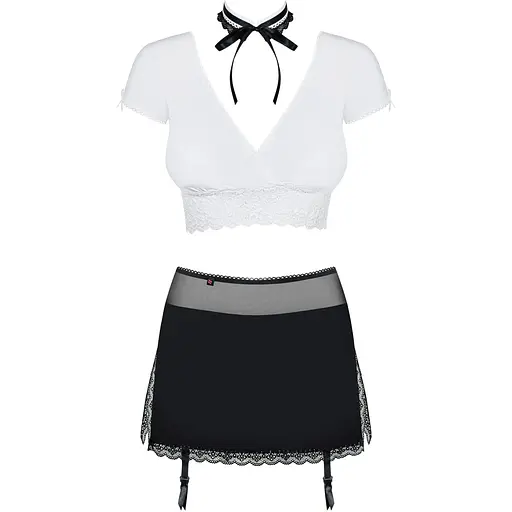 Эротический костюм секретарши Obsessive Secretary suit 5pcs Black S/M, черно-белый - фото 5