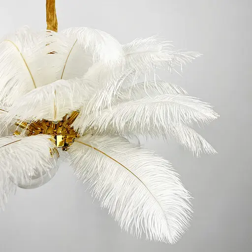 Розкішна підвісна люстра з пір'ям Ø 80 см | Line F | Арт. AS149-800 WT - фото 4