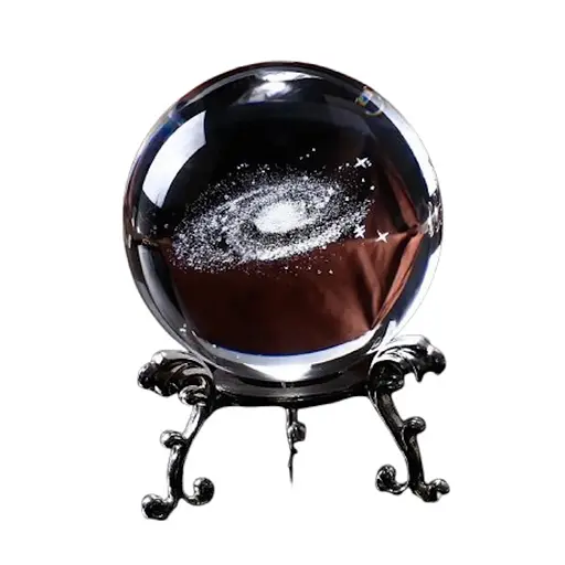 Хрустальный шар с 3D лазерной гравировкой внутри в виде галактики  