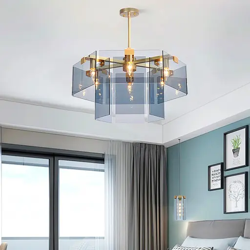 Люстра с декоративными графитовыми пластинами Line.F AT 18/7 - фото 1