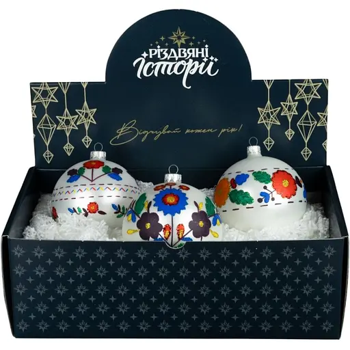 Набір ялинкових прикрас Різдвяні історії Код нації: Львівщина 3 кулі скло (4820001154856)