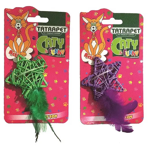 Игрушка для кошек Tatrapet Caty funny звездочка с перьями 13х7 см в ассортименте