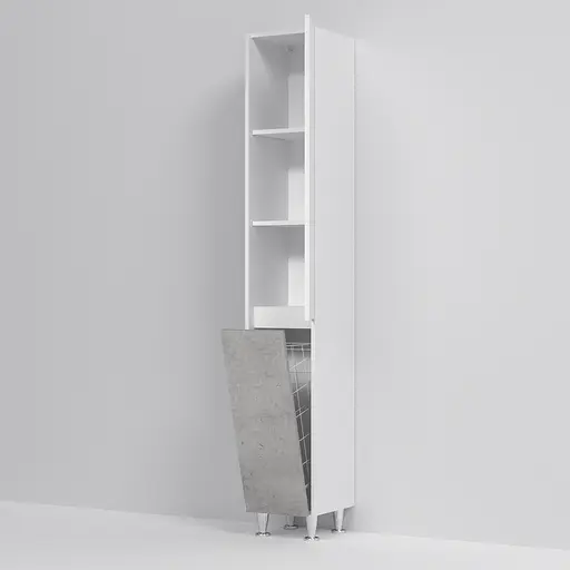 Пенал Am.Pm Gem S підлоговий 35 см з кошиком правий білий глянець/базальт M91CSR0351BF38, Білий - фото 5