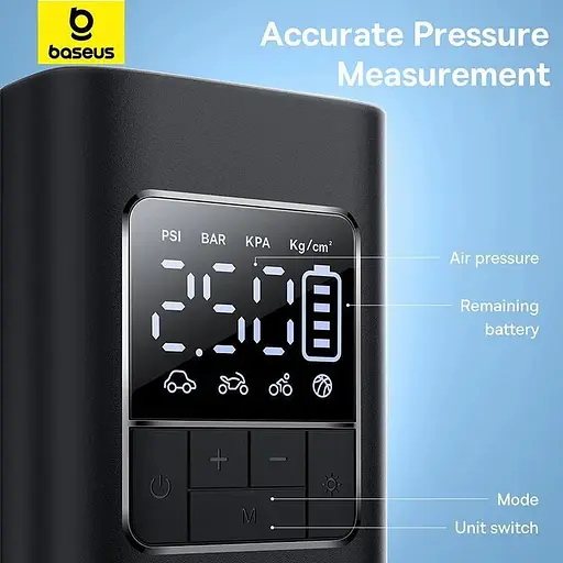 Автокомпресор Baseus SuperMini Pro портативний чорний 4000mAh 50W - фото 6