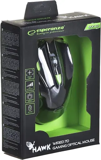 Мышь Esperanza MX401 Hawk USB Black-Green (EGM401KG) - фото 4