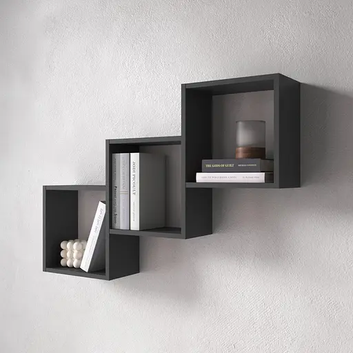 Полка настенная Vays M-13 Антрацит на 3 ячейки ЛДСП 98x18x66 см для книг декора дома гостиной офиса