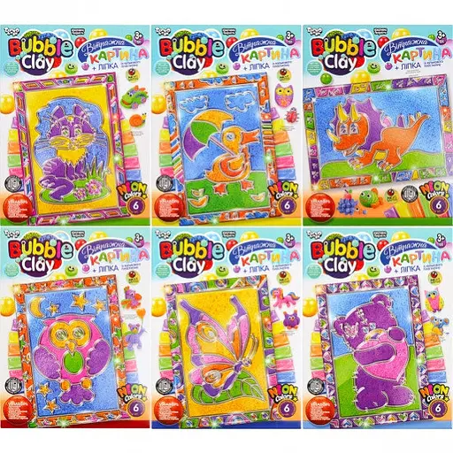 Набір для творчості "BUBBLE CLAY Вітражна картина" BBC-02U Danko Toys Динозавр Вид 1 - фото 2