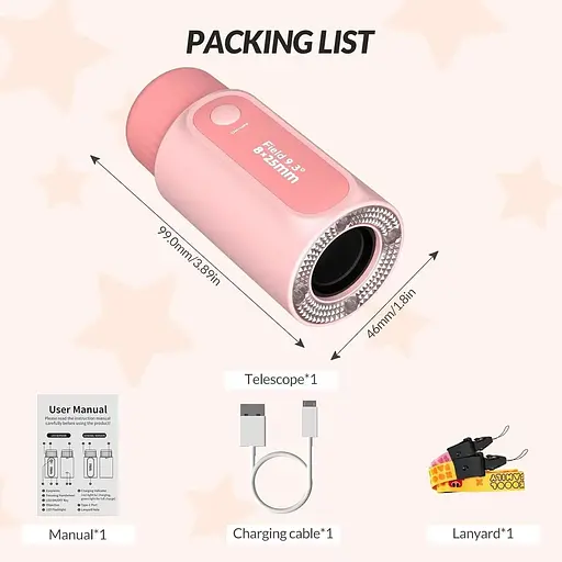 Справжній міні-дитячий монокулярний телескоп Bestrip 2 в 1 зі світлодіодними ліхтариками, що перезаряджаються, 8-кратний зум - фото 2