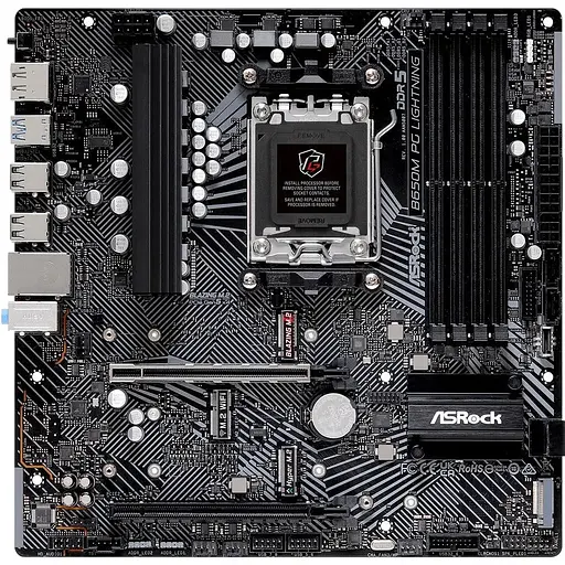 Материнская плата ASRock AM5 B650M PG Lightning, B650, 4xDDR5, Int.Video (CPU), 4xSATA3, 3xM.2, 1xPCI-E 4.0x16, 1xPCI-E 3.0x16, 1xM2. 9xUSB3.2/8xUSB2.0, HDMI/DP, MicroATX