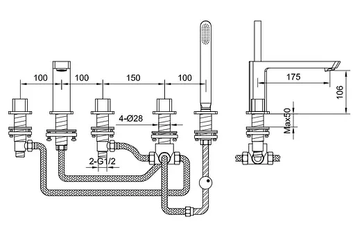 Смеситель на борт ванны Kohlman Foxal chrome QB242F Хром - фото 3