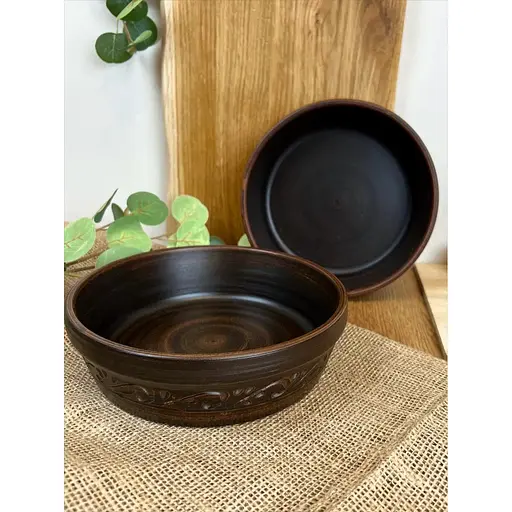 Миска під бануш керамічна (глиняна) різьблена Декор 1.1 л - фото 6