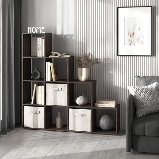 Книжкова полиця стелаж Vays M-40 Венге Темний з 10 комірками етажерка для дому іграшок і декору ЛДСП 143x29x143 см